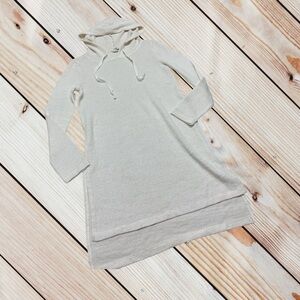 White Crow M ivory white textured high side slit hoodie